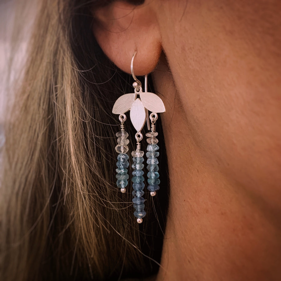 Kamala Earrings in Sterling Silver and Aquamarine