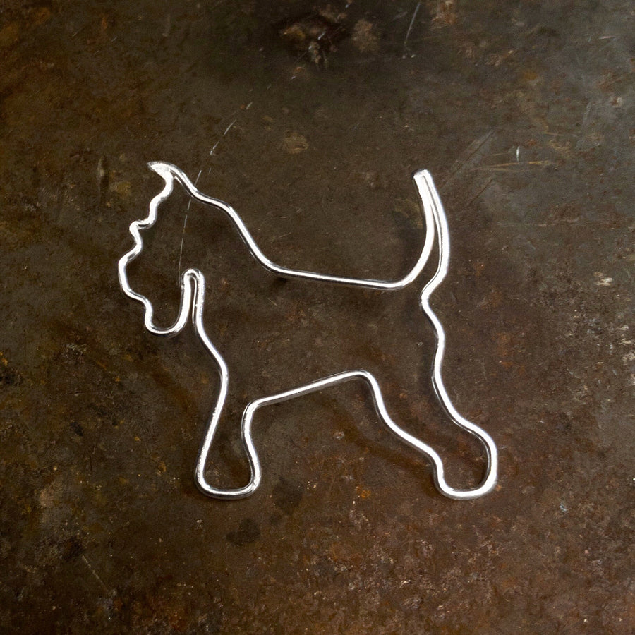 Schnauzer Dog Pin Brooch Sterling Silver