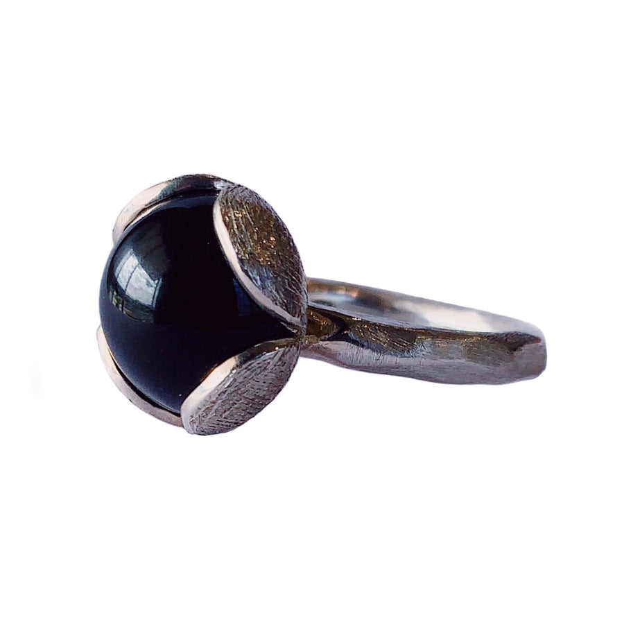 Boronia Ring Onyx In Sterling Silver