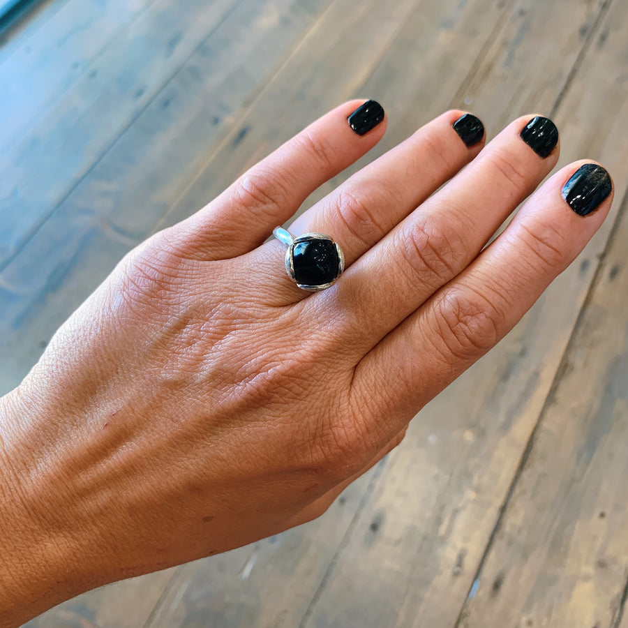 Boronia Ring Onyx In Sterling Silver